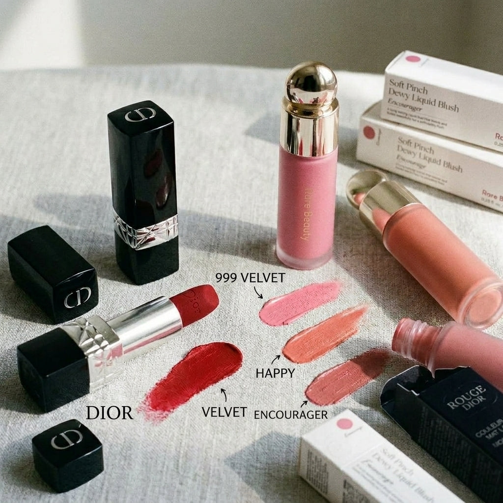 Dior Glow Duo - Dior Lipstick & Rare Beauty Blush