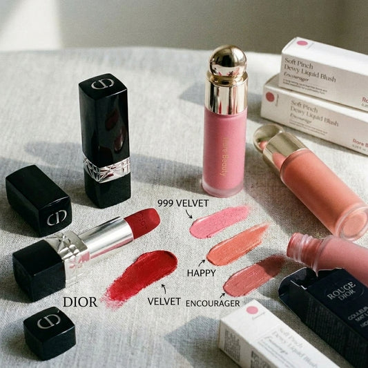 Dior Glow Duo - Dior Lipstick & Rare Beauty Blush
