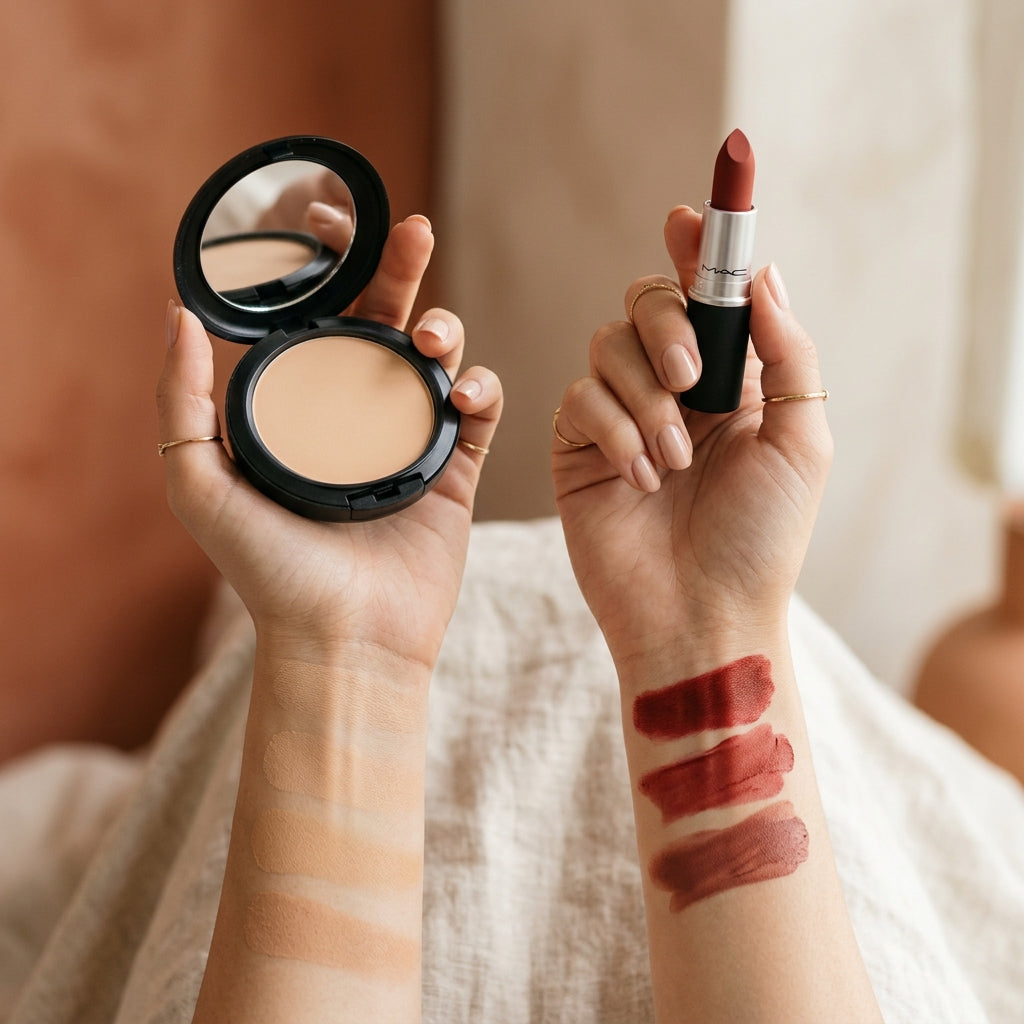 MAC Studio Fix Powder + Powder Kiss Hazy Matte Lipstick Combo
