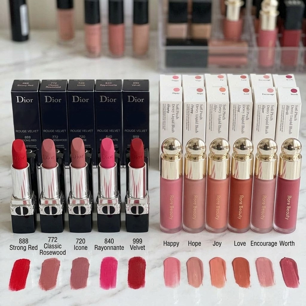 Dior Glow Duo - Dior Lipstick & Rare Beauty Blush