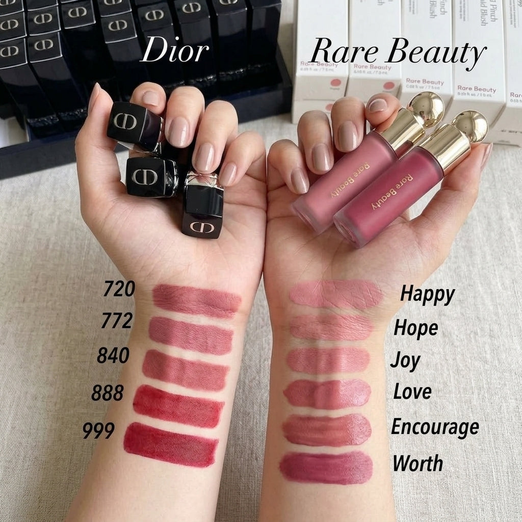 Dior Glow Duo - Dior Lipstick & Rare Beauty Blush